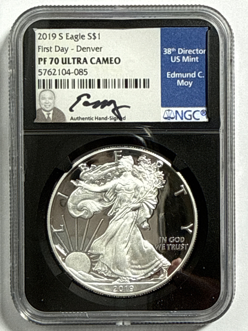 2019-S Ameican Silver Eagle 3 Piece Set NGC PF70 UCAM First Day - Denver/Philadelphia/Washington Edmund Moy Hand Signed