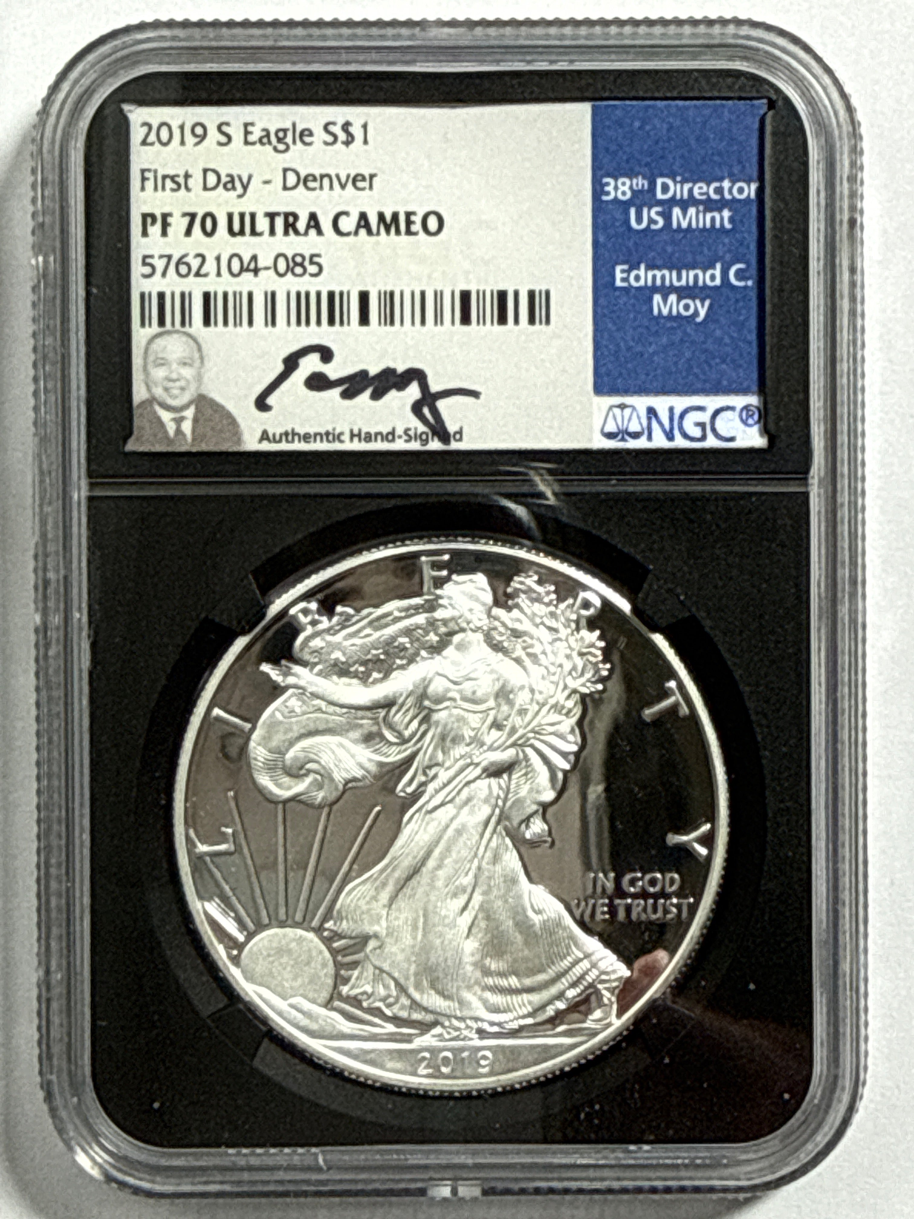 2019-S Ameican Silver Eagle 3 Piece Set NGC PF70 UCAM First Day - Denver/Philadelphia/Washington Edmund Moy Hand Signed