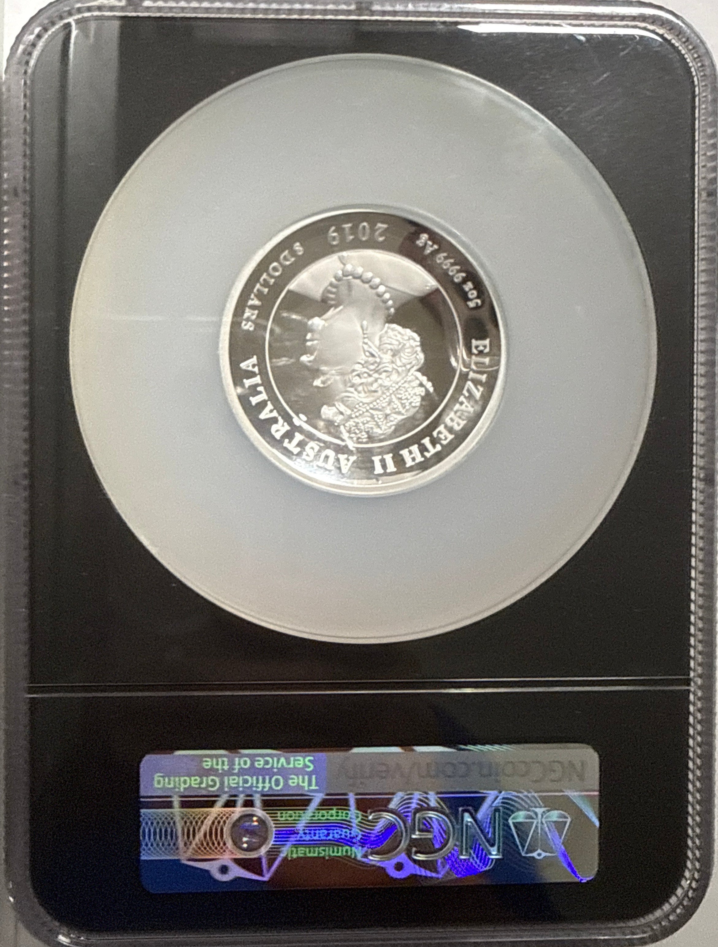 2019P Australia Moon Landing 5 oz .999  $8 NGC High Relief PF70 UCAM Coin #50 Charlie Duke Hand Signed