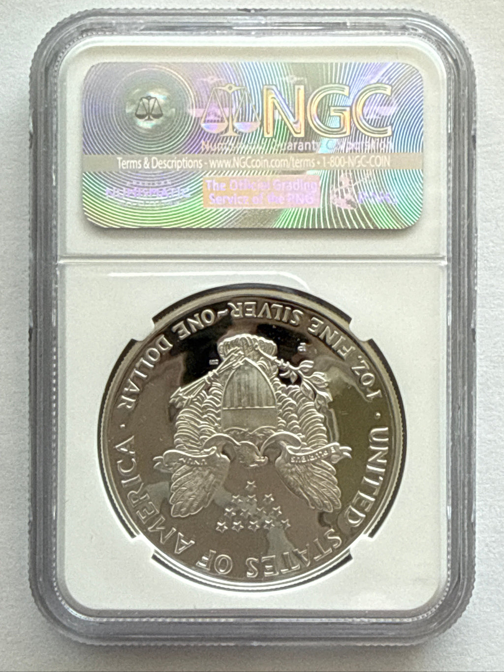 1999-P American Silver Eagle NGC 1 oz PF70 UCAM  J. M. Mercanti hand signed Art Label