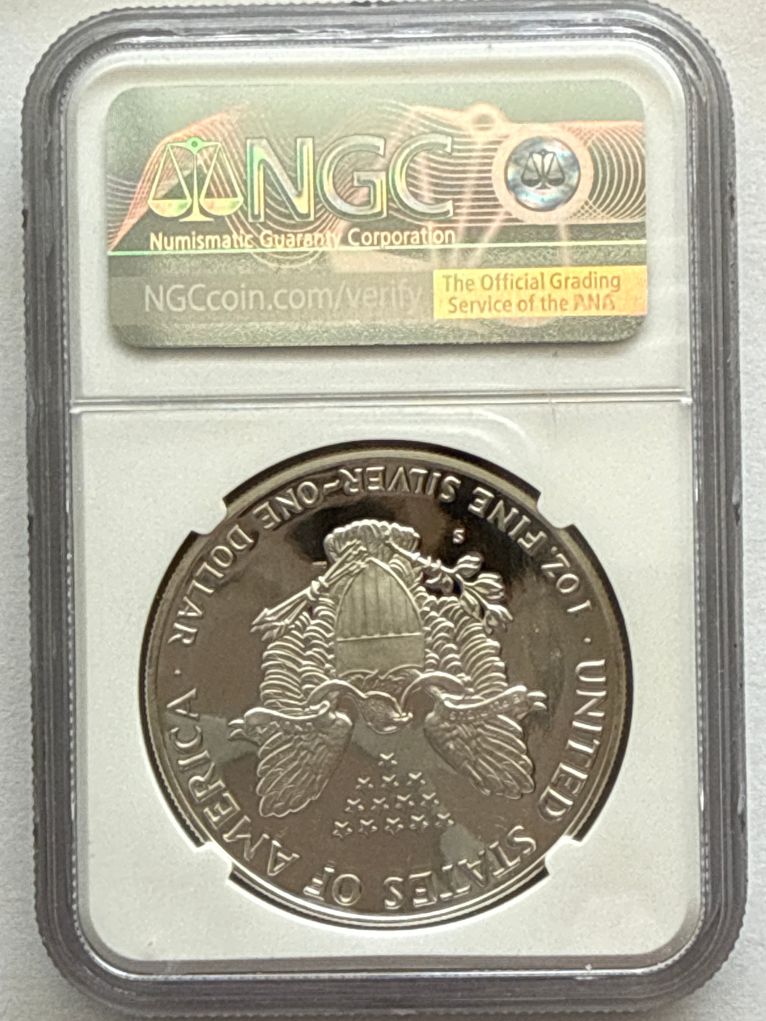 1991-S American Silver Eagle NGC 1 oz PF70 UCAM  J. M. Mercanti hand signed pop #15 Art Label
