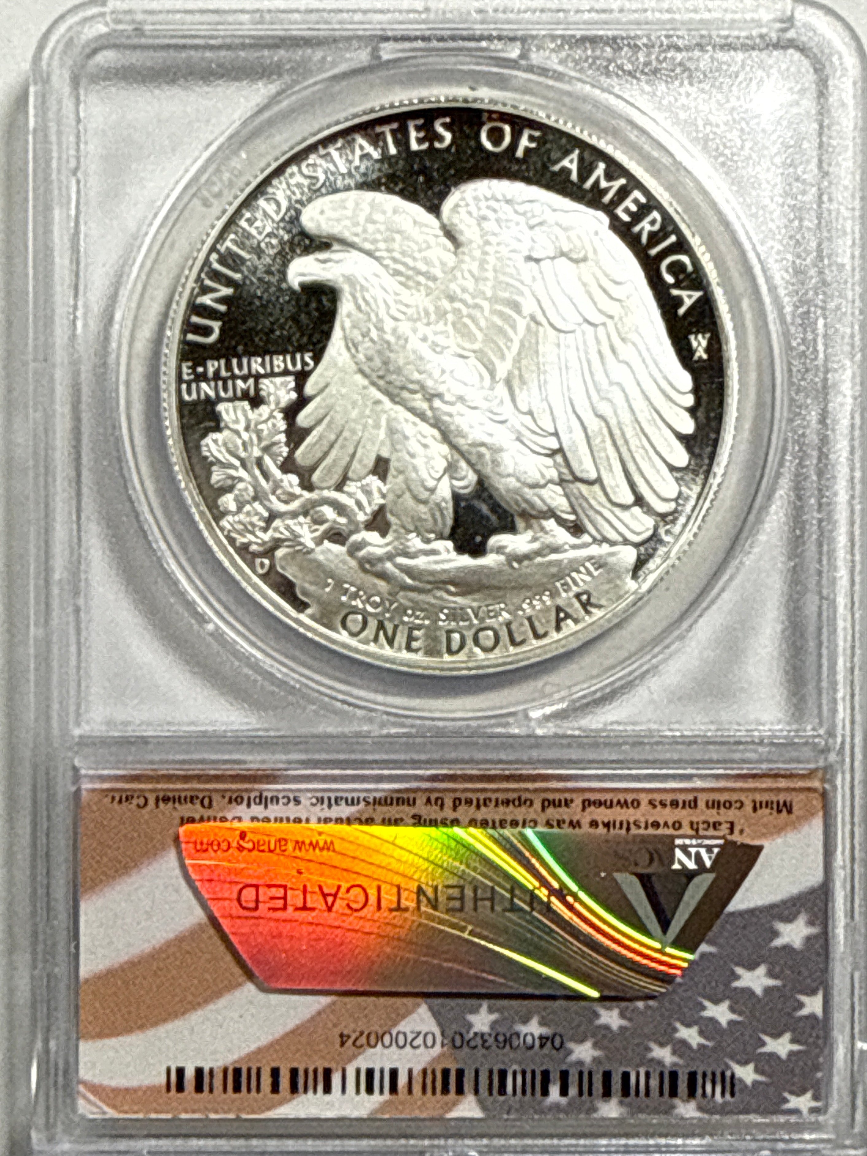 2009 American Silver Eagle ANACS $1 Silver Walking Liberty Half Dollar Reverse PR69 DCAM Proof Overstrike 1oz 2-Coin Box Set