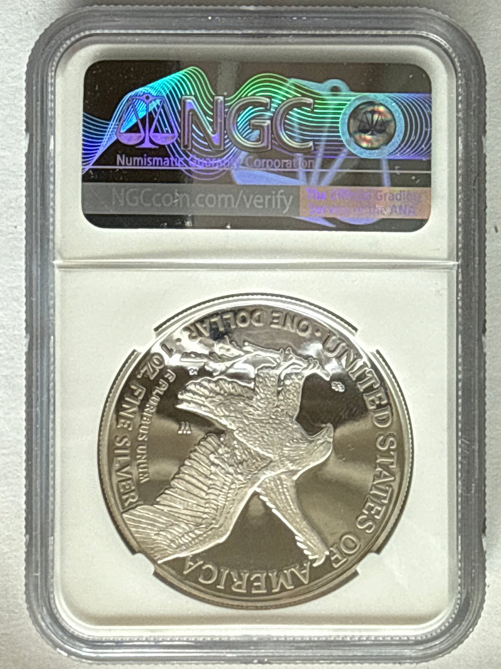 2021-W American Silver Eagle NGC 1 oz PF70 UCAM ER Eagle Landing T-2 M. Gaudioso FL