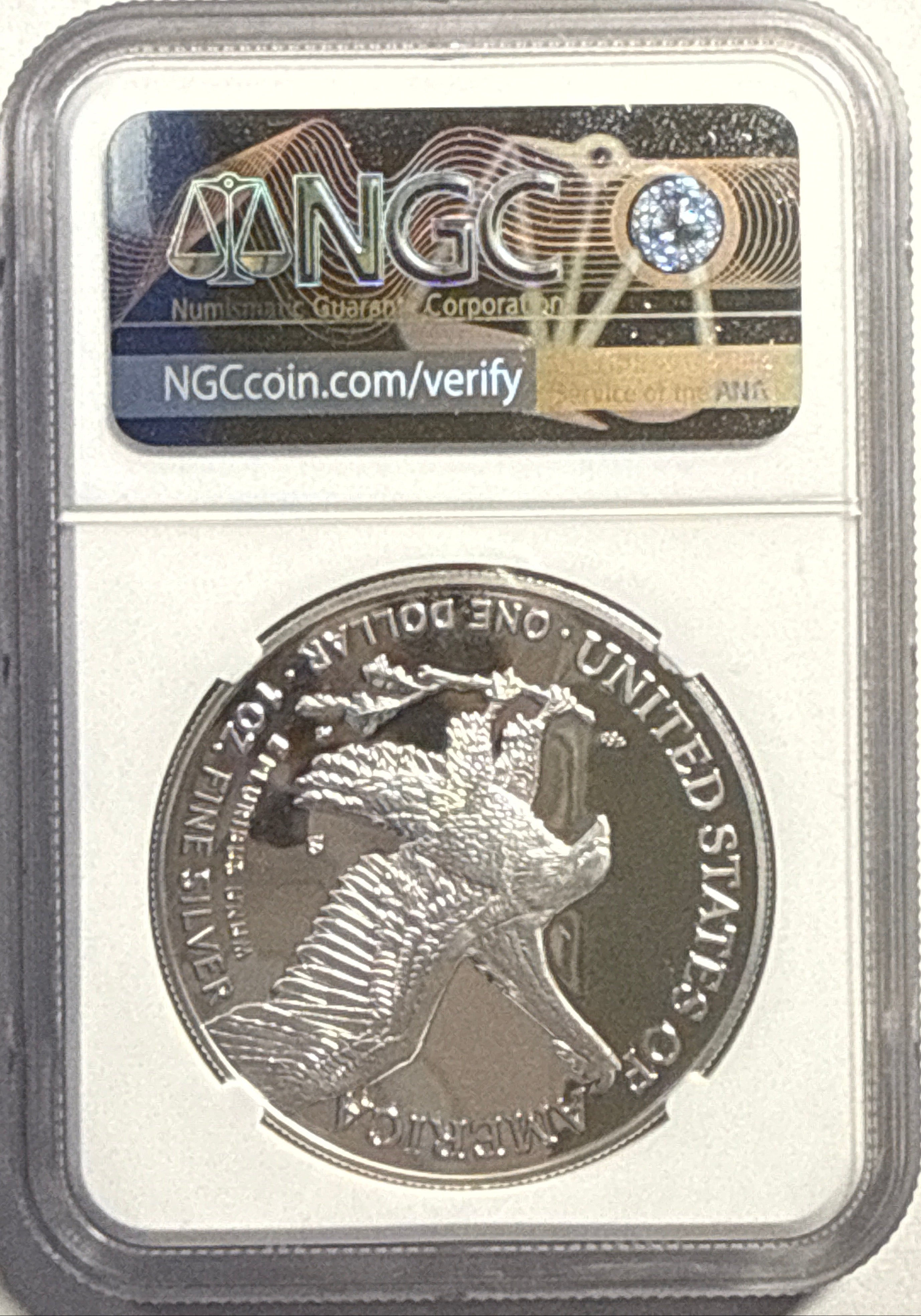 2021-S American Silver Eagle $1 Eagle Landing T-2 NGC FDI PF70 UCAM Michael Gaudioso Hand-Signed.