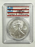 2021-W Burnished Silver Eagle Type 2 PCGS SP70 FDOI Thomas Cleveland