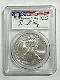 2013-W Burnished American Silver Eagle PCGS SP70 Edmund Moy Hand Signed