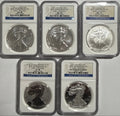 2011  American Silver Eagles NGC 5-Coin Box Set 25th Anniversary Set -  MS/PF70/PF70-UCAM Early Releases  with Display Box