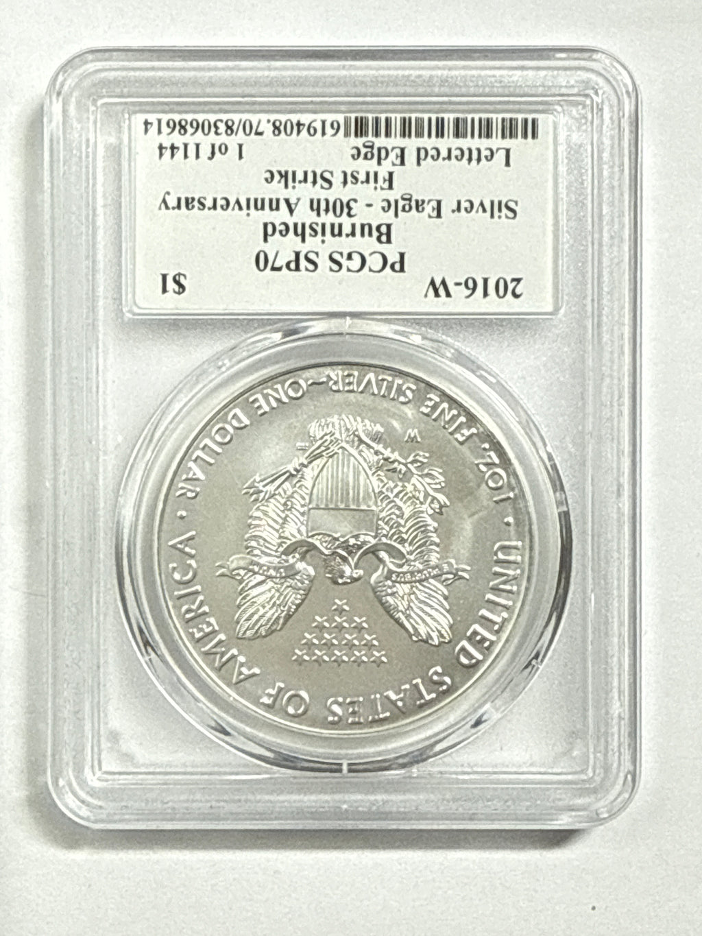 2016-W Burnished American Silver Eagle PCGS SP70 LE 30th Anniversary Edmund Moy