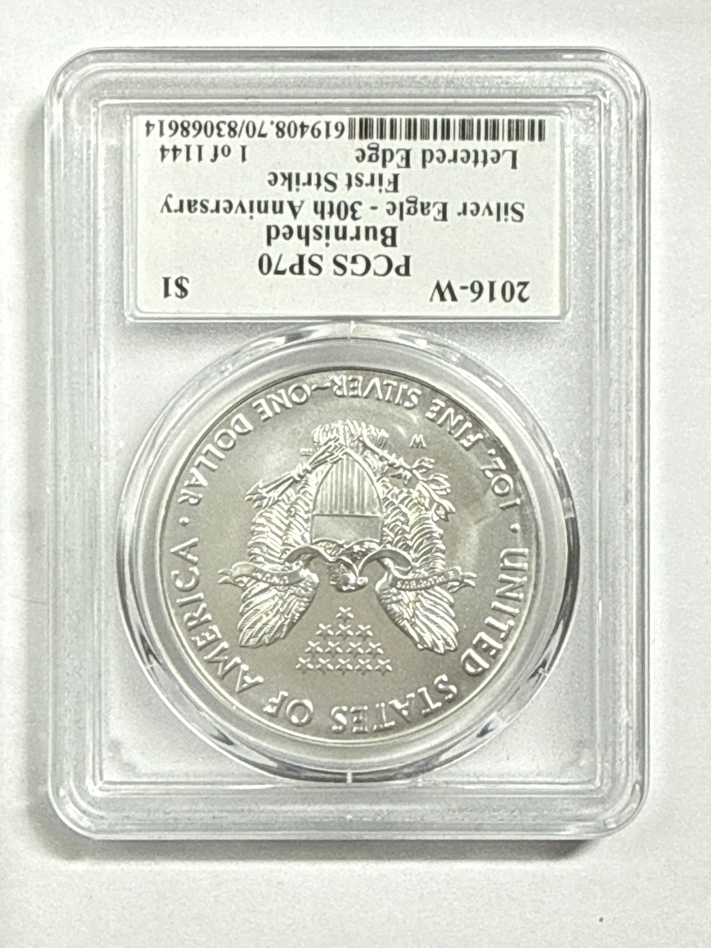 2016-W Burnished American Silver Eagle PCGS SP70 LE 30th Anniversary Edmund Moy