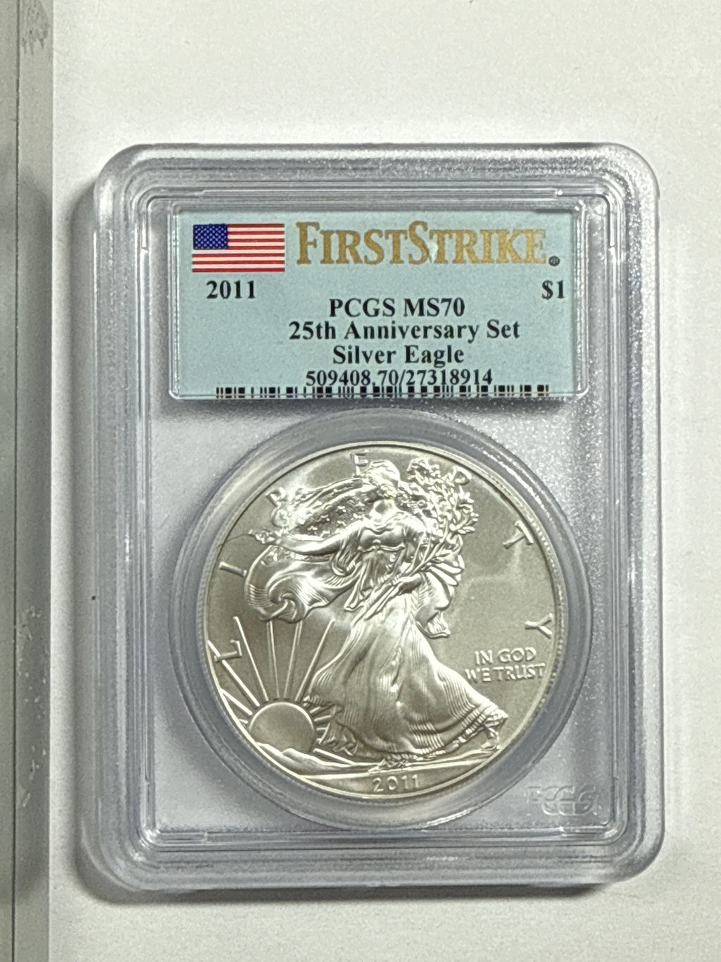 2011  Silver Eagle PCGS First Strike 5- piece set 25th Anniversary with Display Box