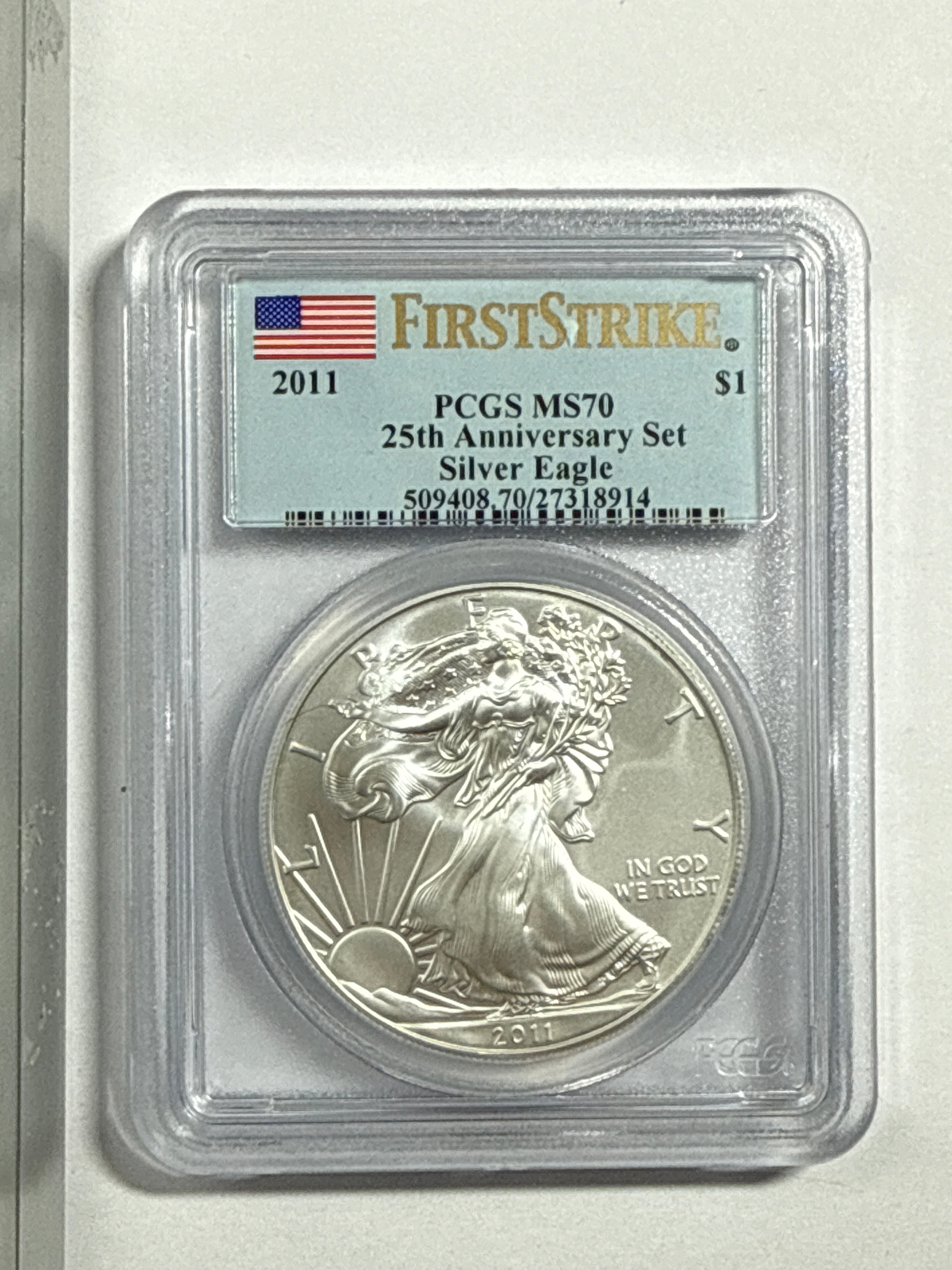 2011  Silver Eagle PCGS First Strike 5- piece set 25th Anniversary with Display Box