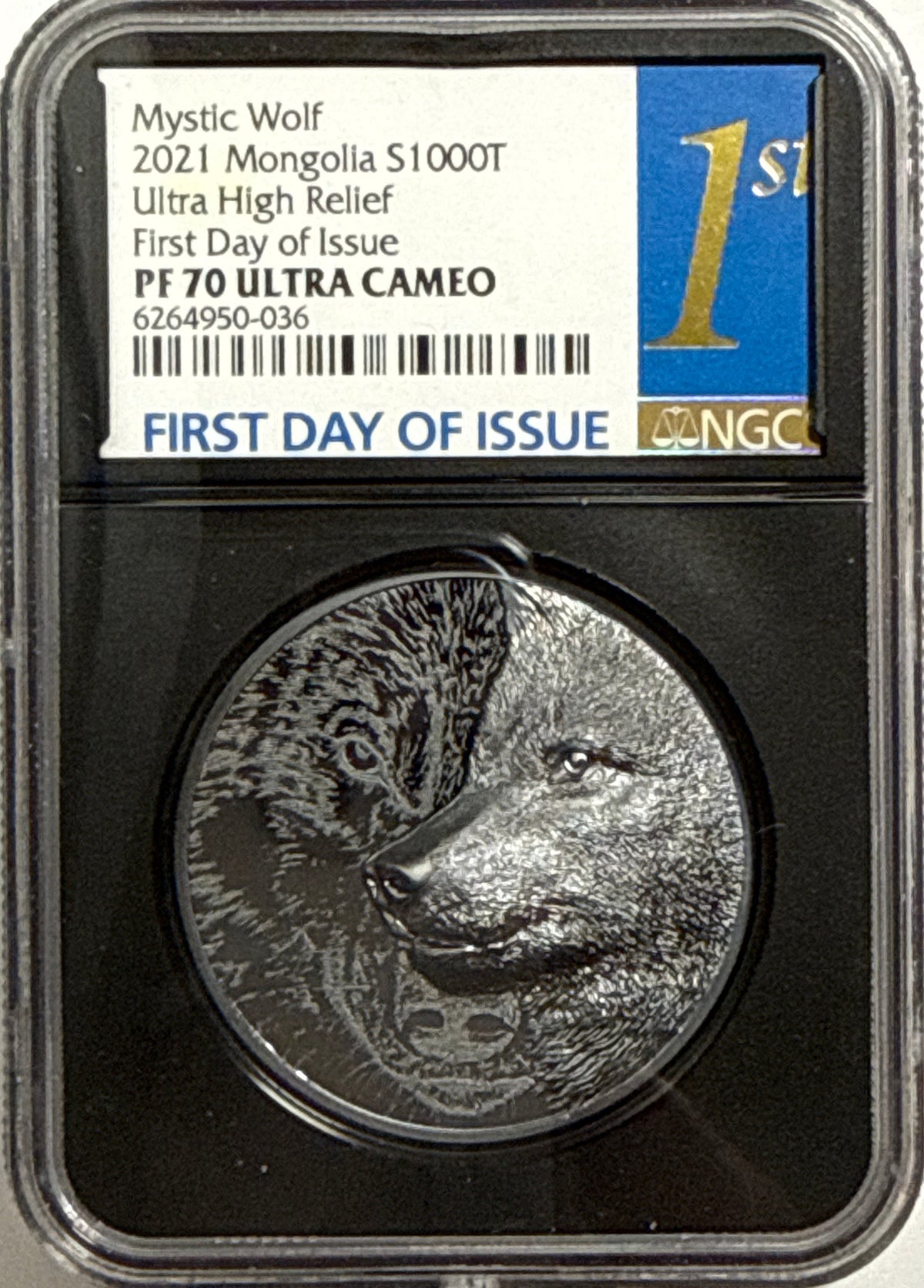 2021 Mongolia Silver Mystic Wolf 500T/1000T/2000T NGC 3-Coin Box Set Ultra High Relief FDI PF70 UCAM
