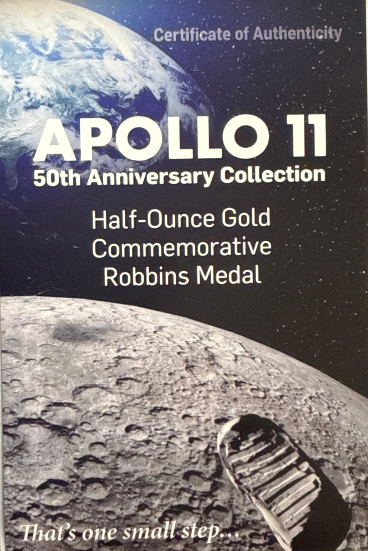 Vintage Vault: 2019 Apollo 11  50th Anniversary Robbins Metal Restrike - 1/2 oz Gold NGC FDI PF70 Matte 1-Coin Box COA