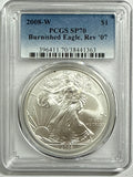 2008-W Burnished American Silver Eagle PCGS MS70 FS FL Reverse of 2007