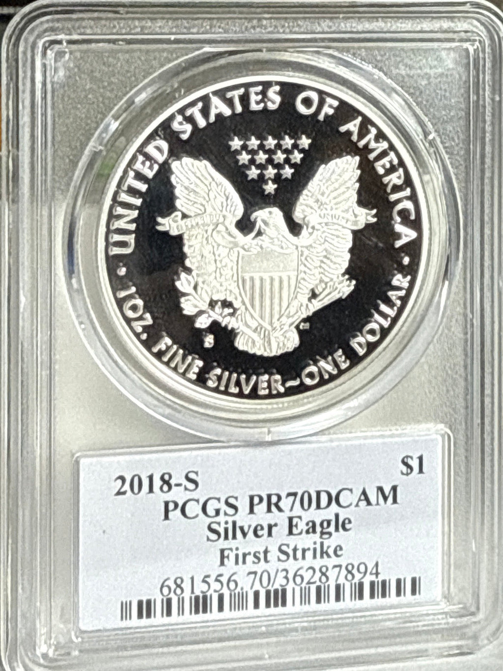2018-S American Silver Eagle PCGS FS PR70 DCAM T. S. Cleveland