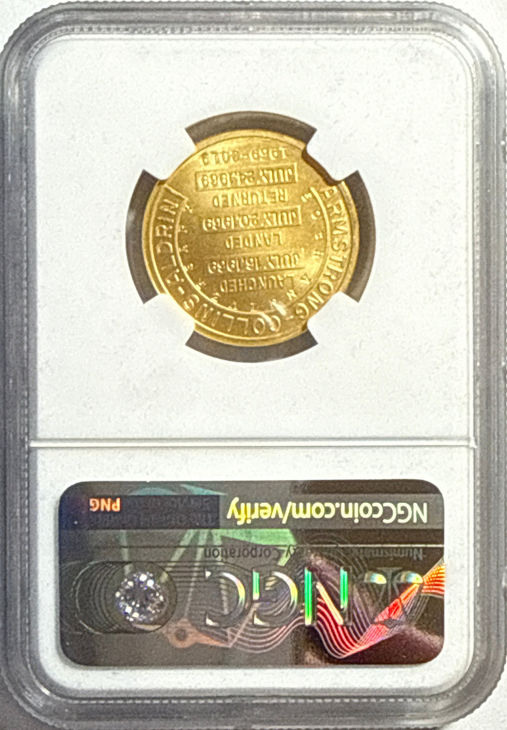 Vintage Vault: 2019 Apollo 11  50th Anniversary Robbins Metal Restrike - 1/2 oz Gold NGC FDI PF70 Matte 1-Coin Box COA