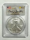 2021-W Burnished American Silver Eagle Type 2 PCGS SP70 First Strike FL Emily Damstra Hand Signed