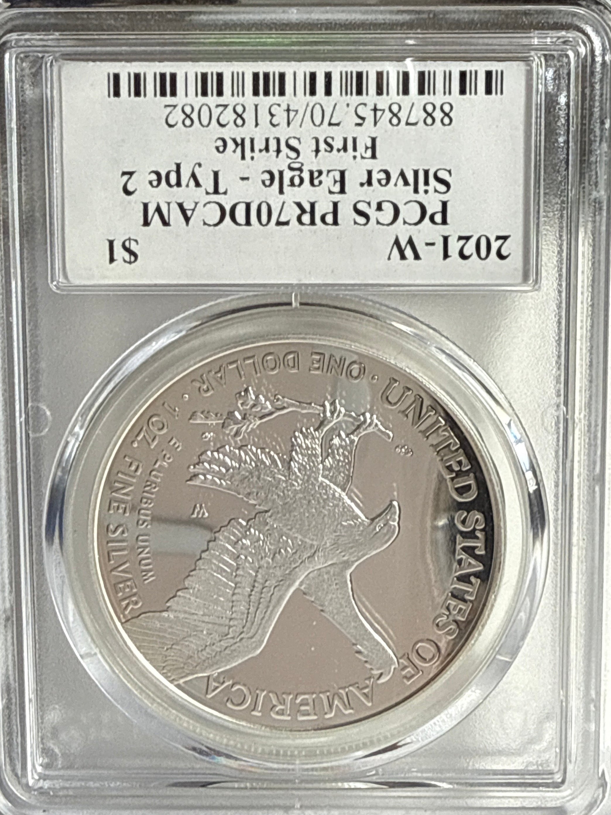 2021-W American Silver Eagle PCGS FS PR70 DCAM  Type 2 Emily S. Damstra hand signed