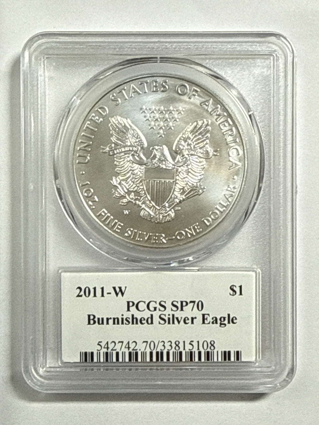 2011-W Burnished American Silver Eagle PCGS SP70 Edmund Moy