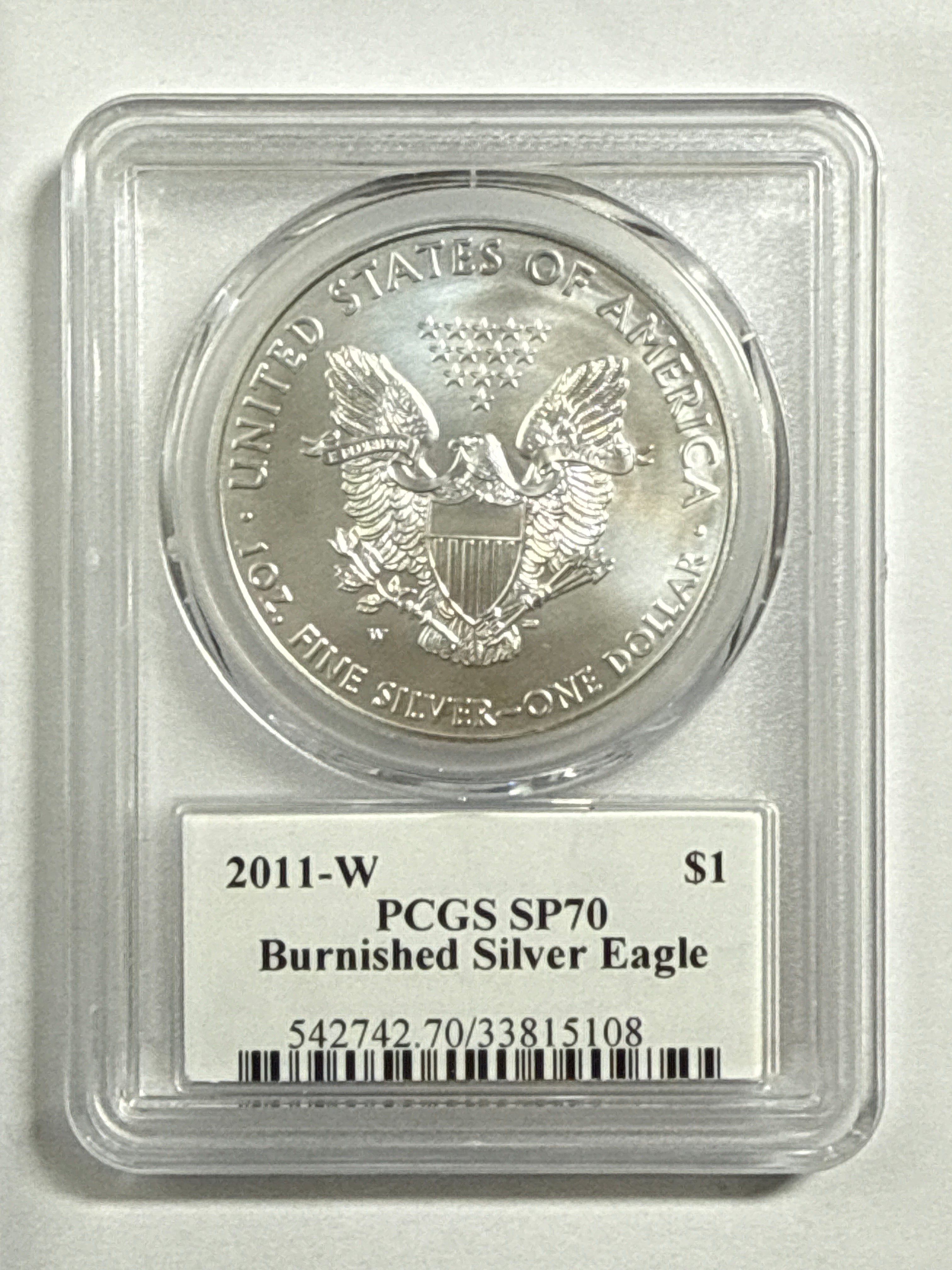 2011-W Burnished American Silver Eagle PCGS SP70 Edmund Moy