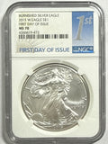 2015-W Burnished American Silver Eagle NGC MS70 FDOI Blue Label