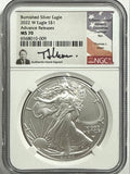 2022-W Burnished American Silver Eagle NGC MS70 Advance Release  Thomas Uram Hand Signed