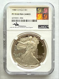 1988-S American Silver Eagle NGC 1 oz PF70 UCAM  J. M. Mercanti hand signed pop #4 Art Label