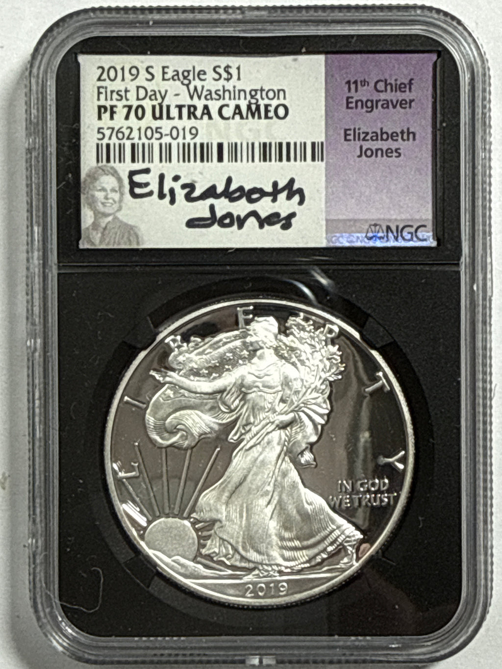 2019-S Ameican Silver Eagle 3 Piece Set NGC PF70 UCAM First Day - Denver/Philadelphia/Washington Elizabeth Jones Hand Signed