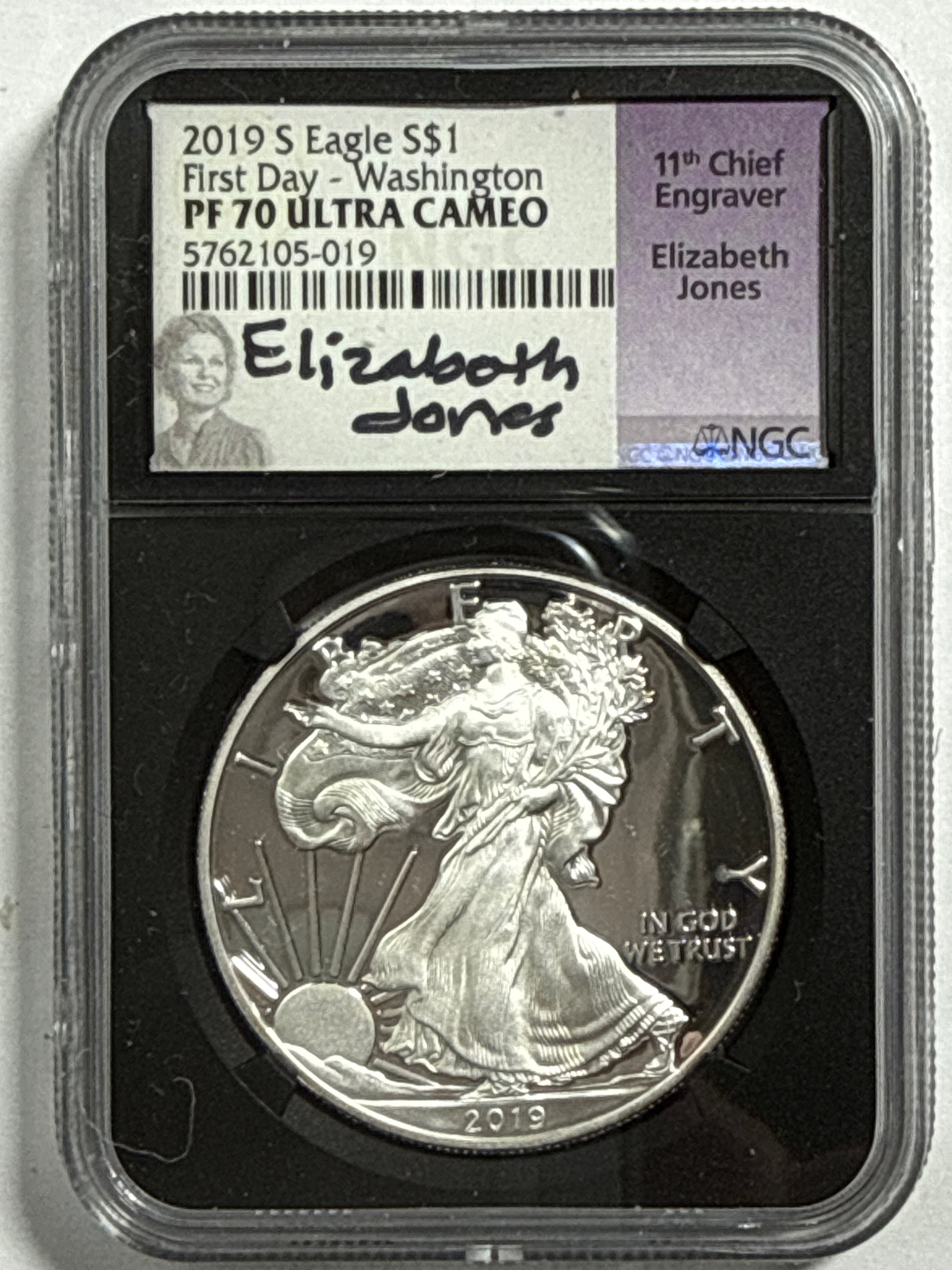 2019-S Ameican Silver Eagle 3 Piece Set NGC PF70 UCAM First Day - Denver/Philadelphia/Washington Elizabeth Jones Hand Signed