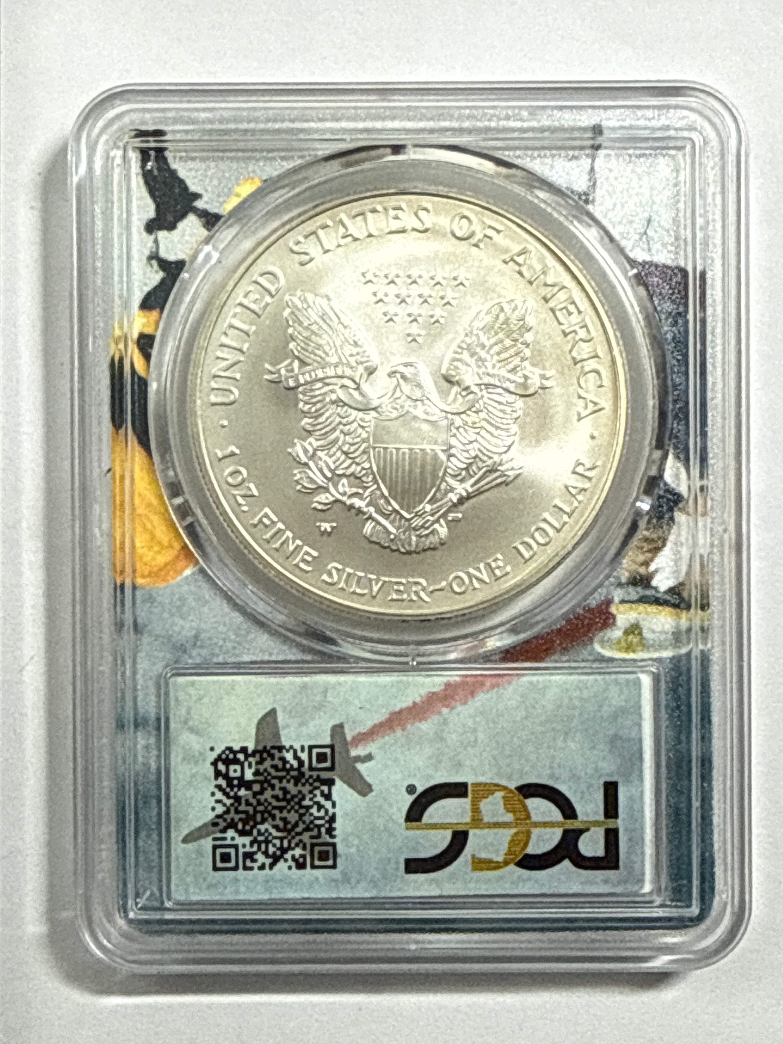 2007-W Burnished American Silver Eagle PCGS SP70 Fighter Jet Label