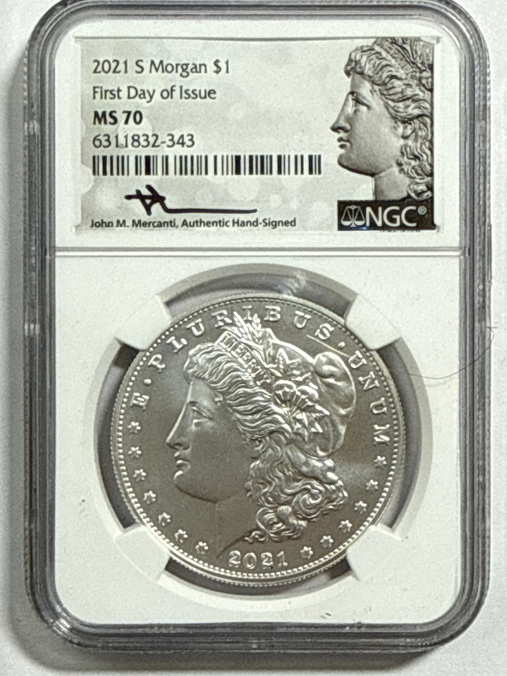 2021-CC/D/O/P/S Morgan/Peace Silver Dollar 6 Piece Set NGC MDS70 FDOI Mercanti Habd Signed
