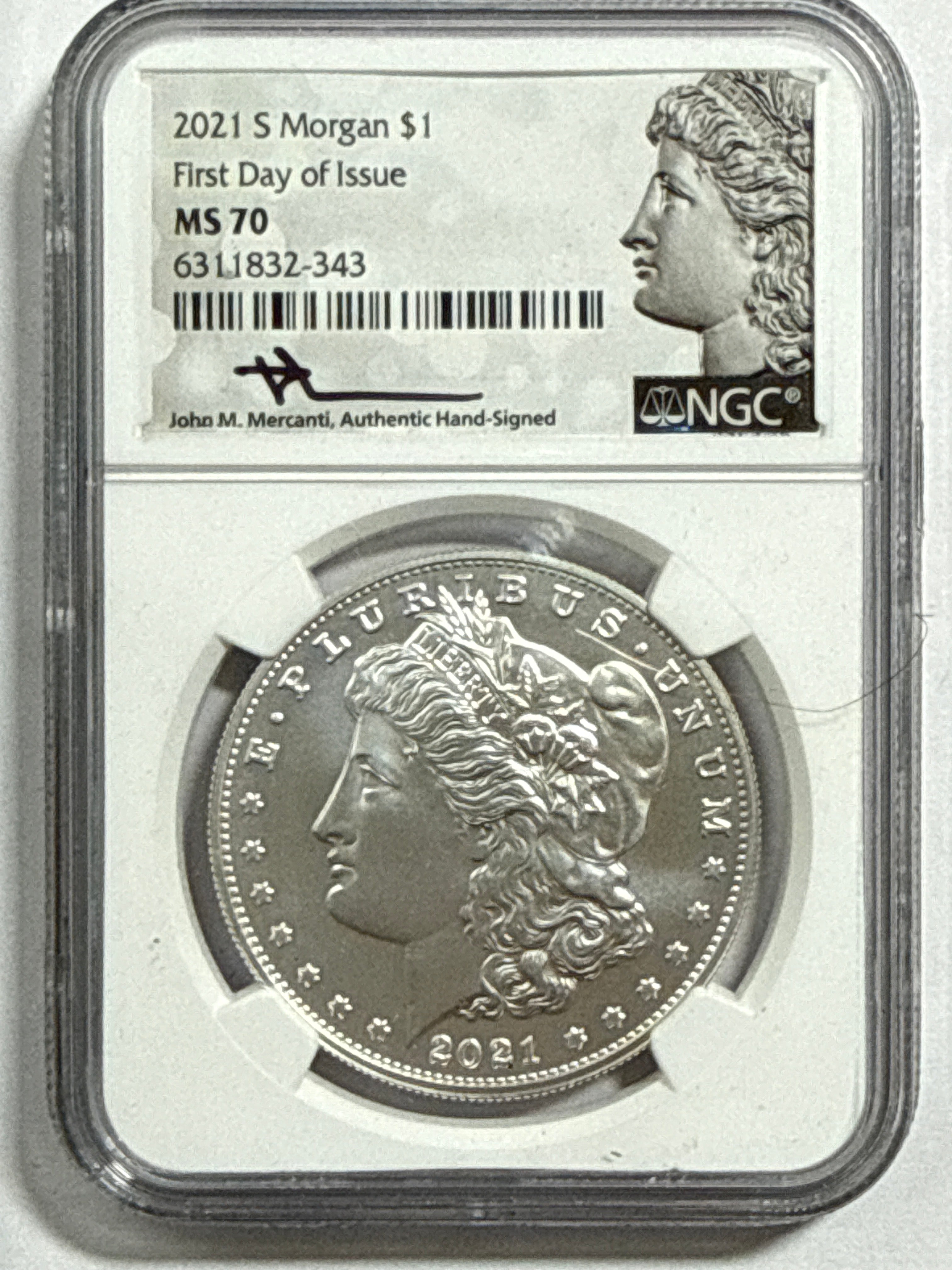 2021-CC/D/O/P/S Morgan/Peace Silver Dollar 6 Piece Set NGC MDS70 FDOI Mercanti Habd Signed