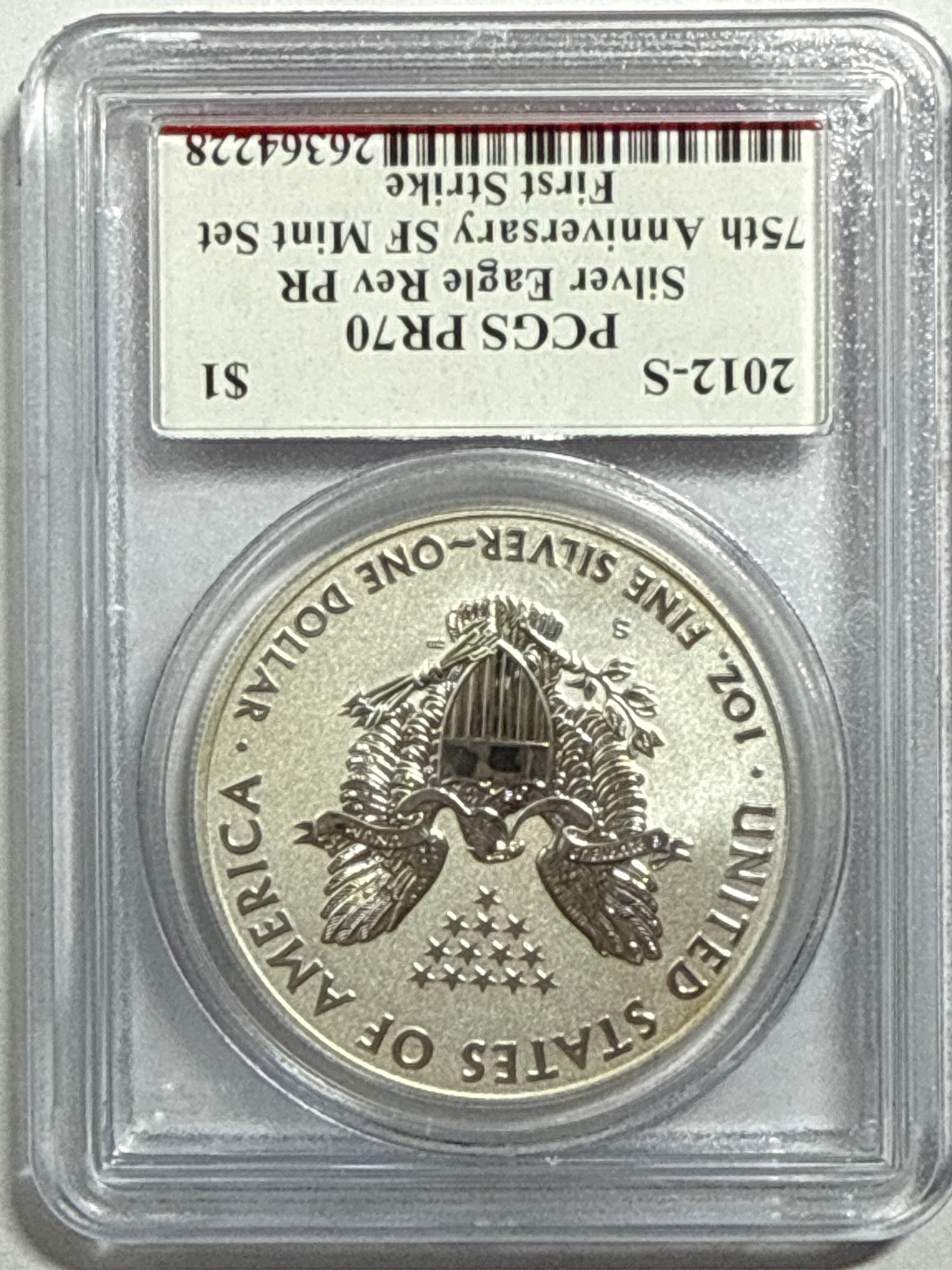2012-S American Silver Eagle Rev PR PCGS PR70 First Strike 75th Anniv. SF Mint Set Mercanti