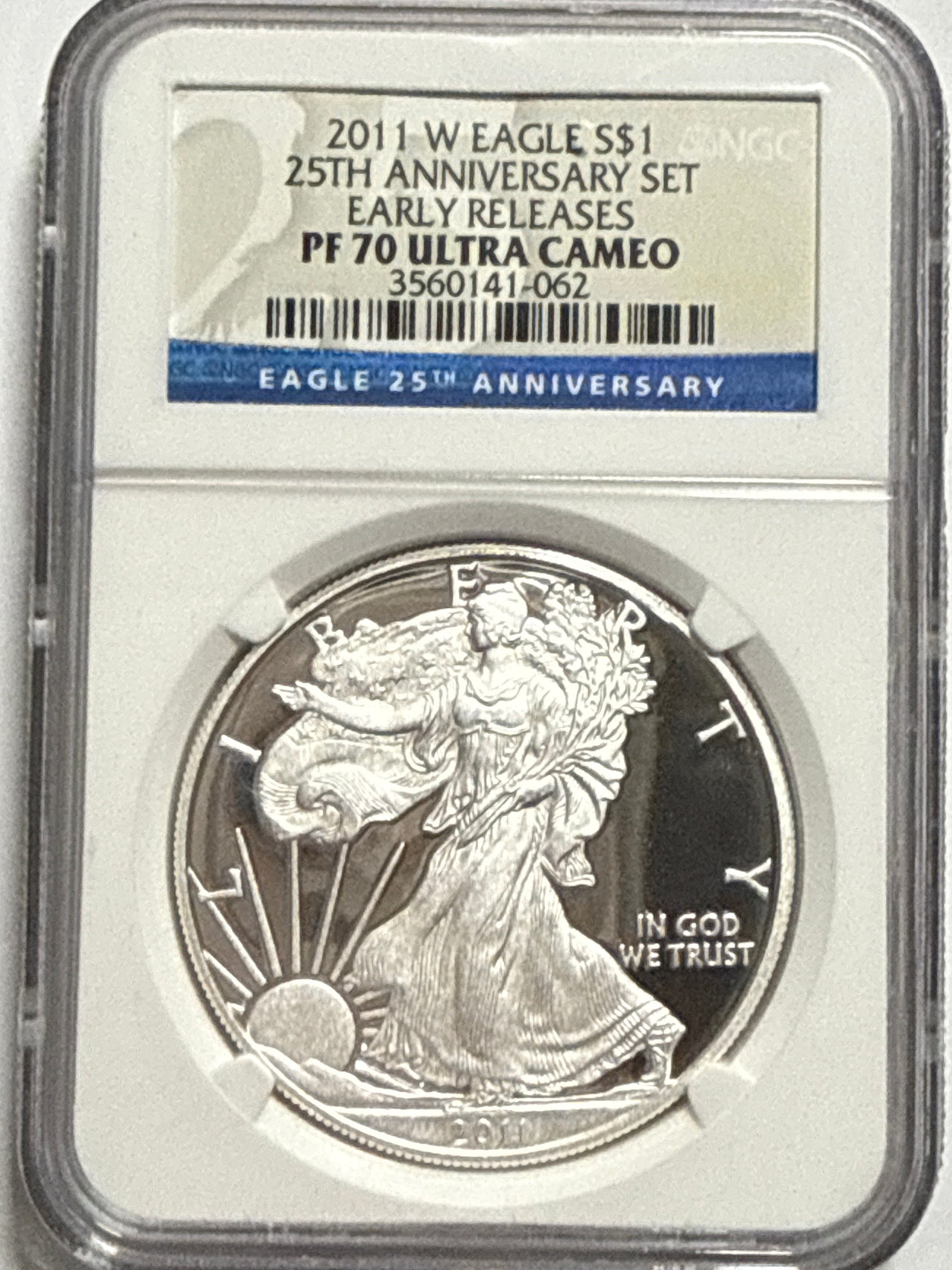 2011  Silver Eagles NGC 5 Piece-25th Anniversary Set -  MS/PF70/PF70-UCAM Early Releases  with Display Box