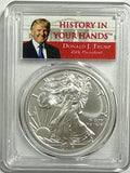 2019-W Burnished American Silver Eagle PCGS SP70 FDOI Trump Label