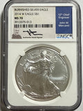 2014-W Burnished American Silver Eagle NGC MS70 John Mercanti Hand Signed