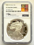 2006-W American Silver Eagle NGC 1 oz PF70 UCAM  J. M. Mercanti hand signed pop #20 Art Label