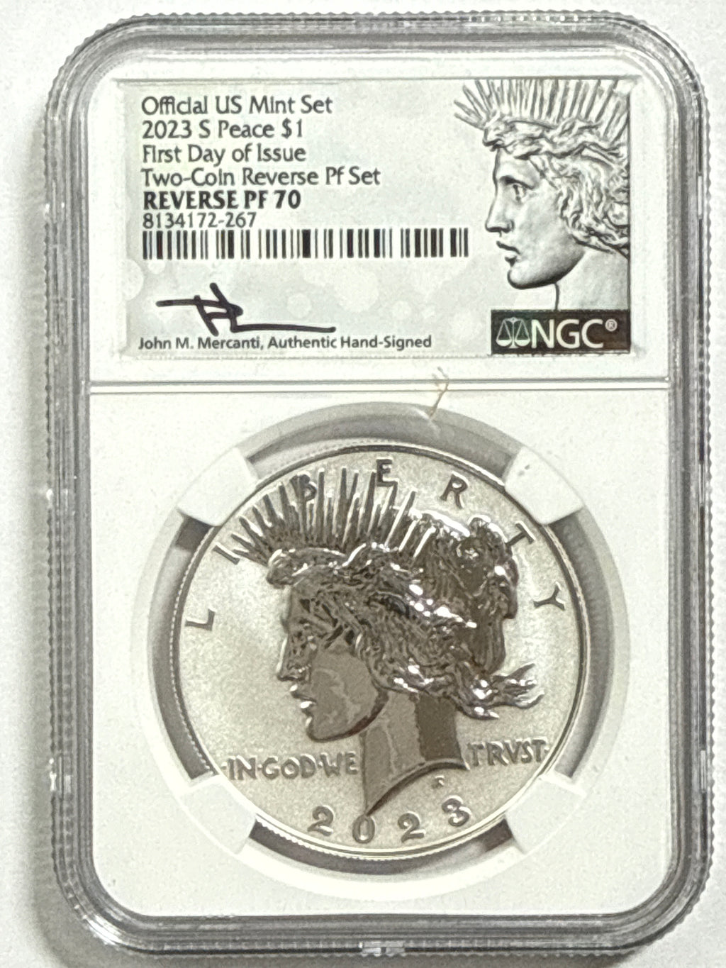 2023-S Morgan/Peace Silver Dollar 4 Piece Set NGC MS70/PF70UCAM Mercanti Hand Signed
