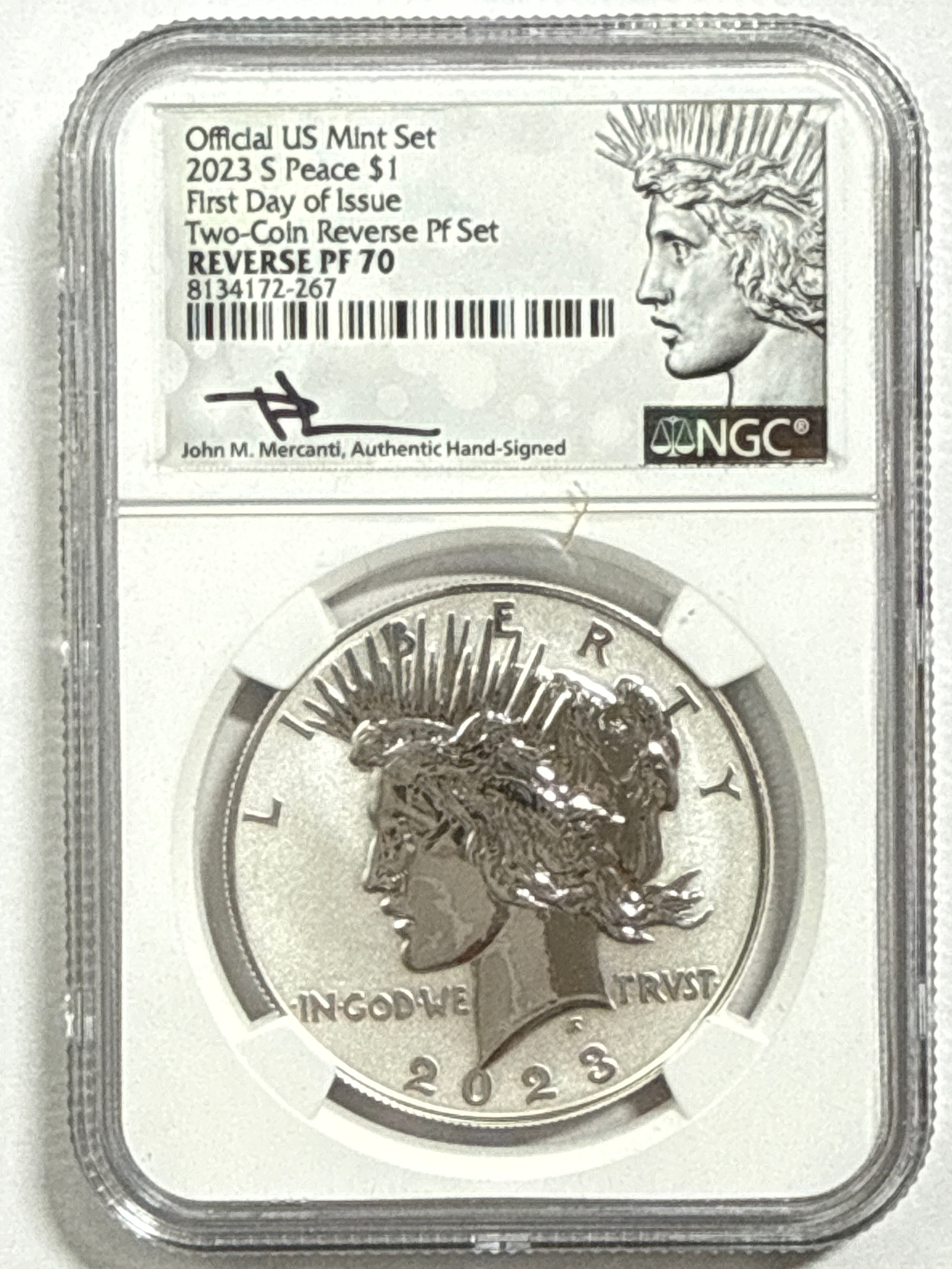 2023-S Morgan/Peace Silver Dollar 4 Piece Set NGC MS70/PF70UCAM Mercanti Hand Signed