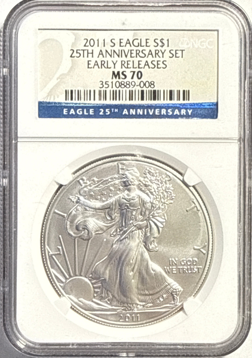 2011-S American Silver Eagle $1 NGC ER 25th Anniversary Set MS70