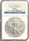 2011-S American Silver Eagle $1 NGC ER 25th Anniversary Set MS70