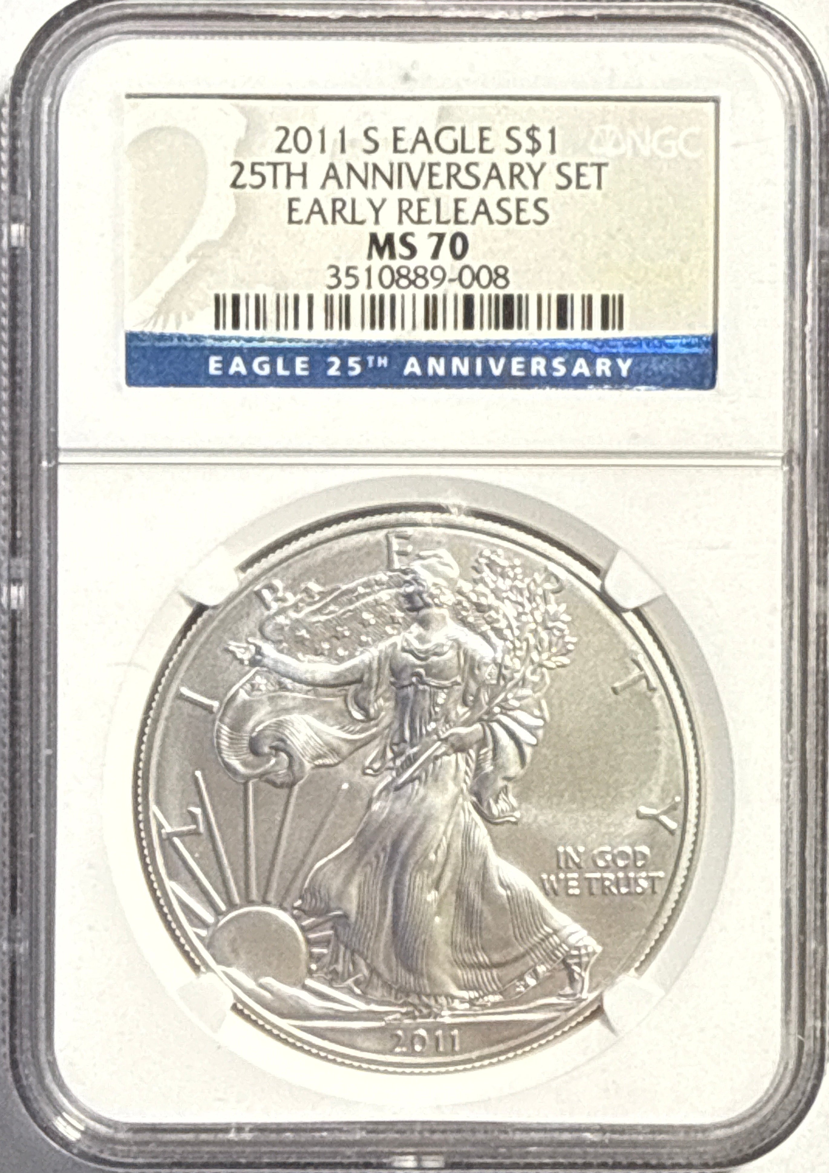2011-S American Silver Eagle $1 NGC ER 25th Anniversary Set MS70