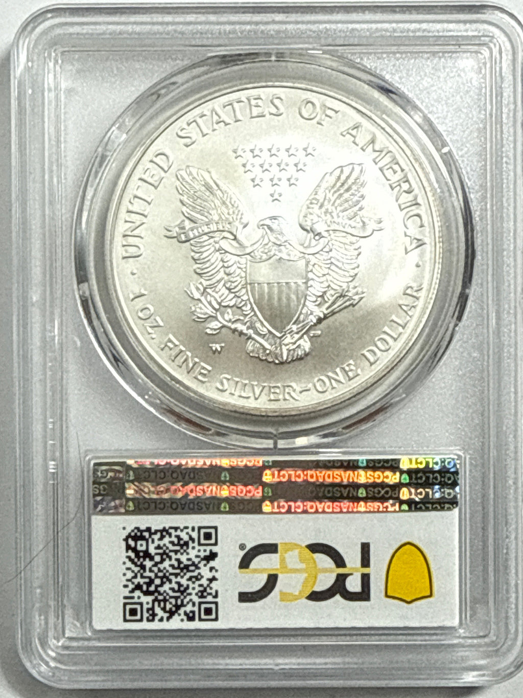 2008-W Burnished American Silver Eagle PCGS MS70 FS FL Reverse of 2007