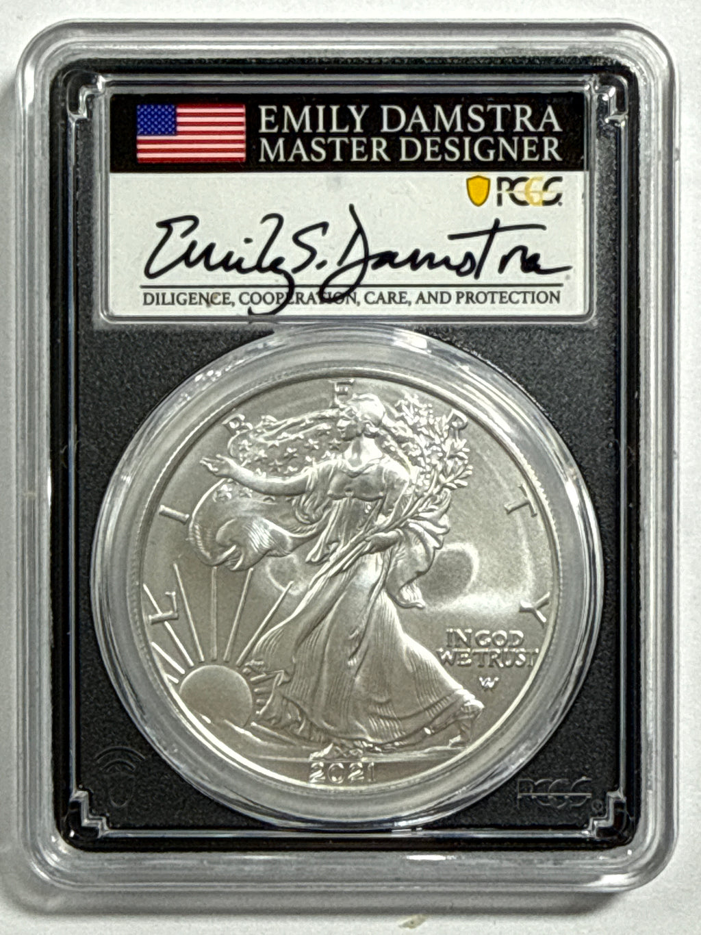 2021-W Burnished American Silver Eagle 2 Piece Set T-2 NGC/PCGS MS70/SP70 FDOI Gaudioso/Damstra