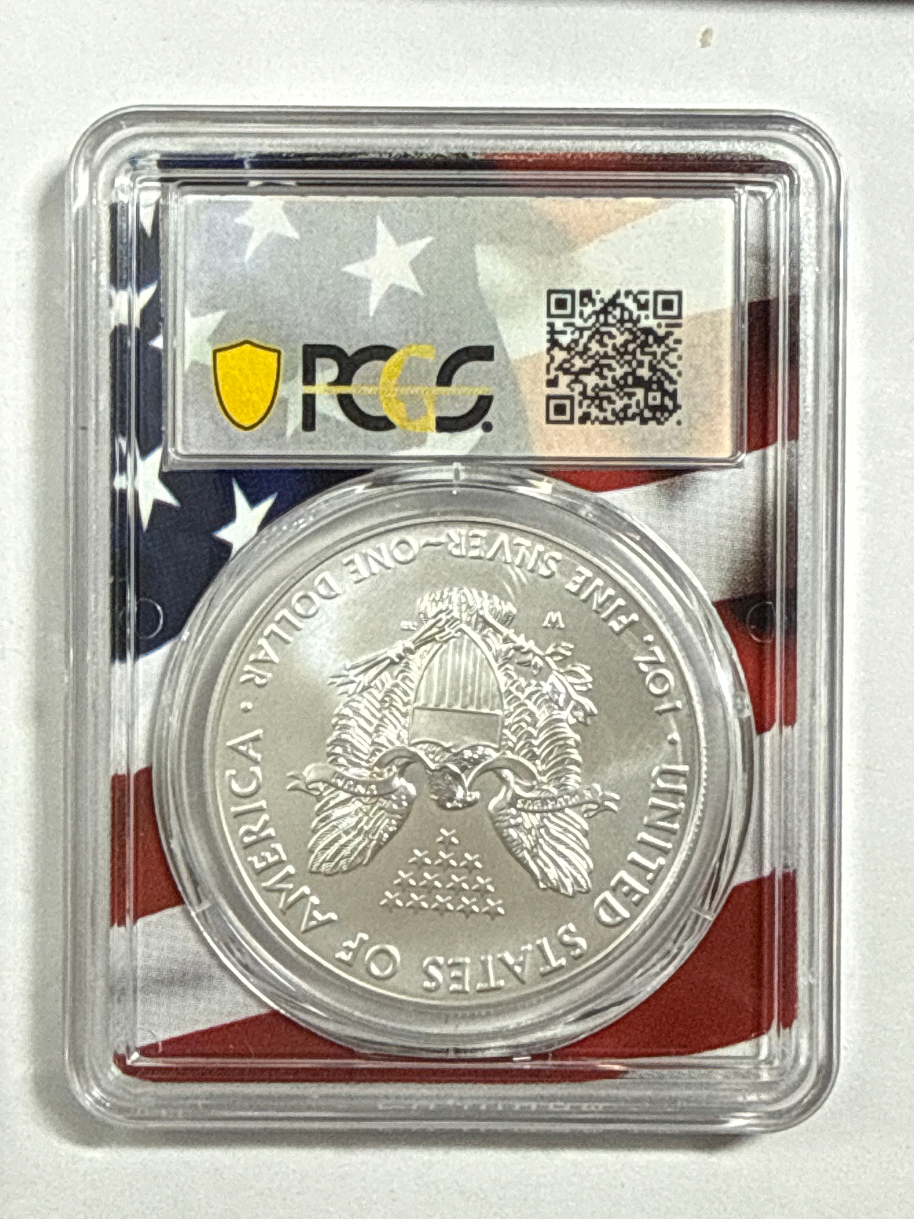 2019-W Burnished American Silver Eagle PCGS SP70 First Strike Flag Label