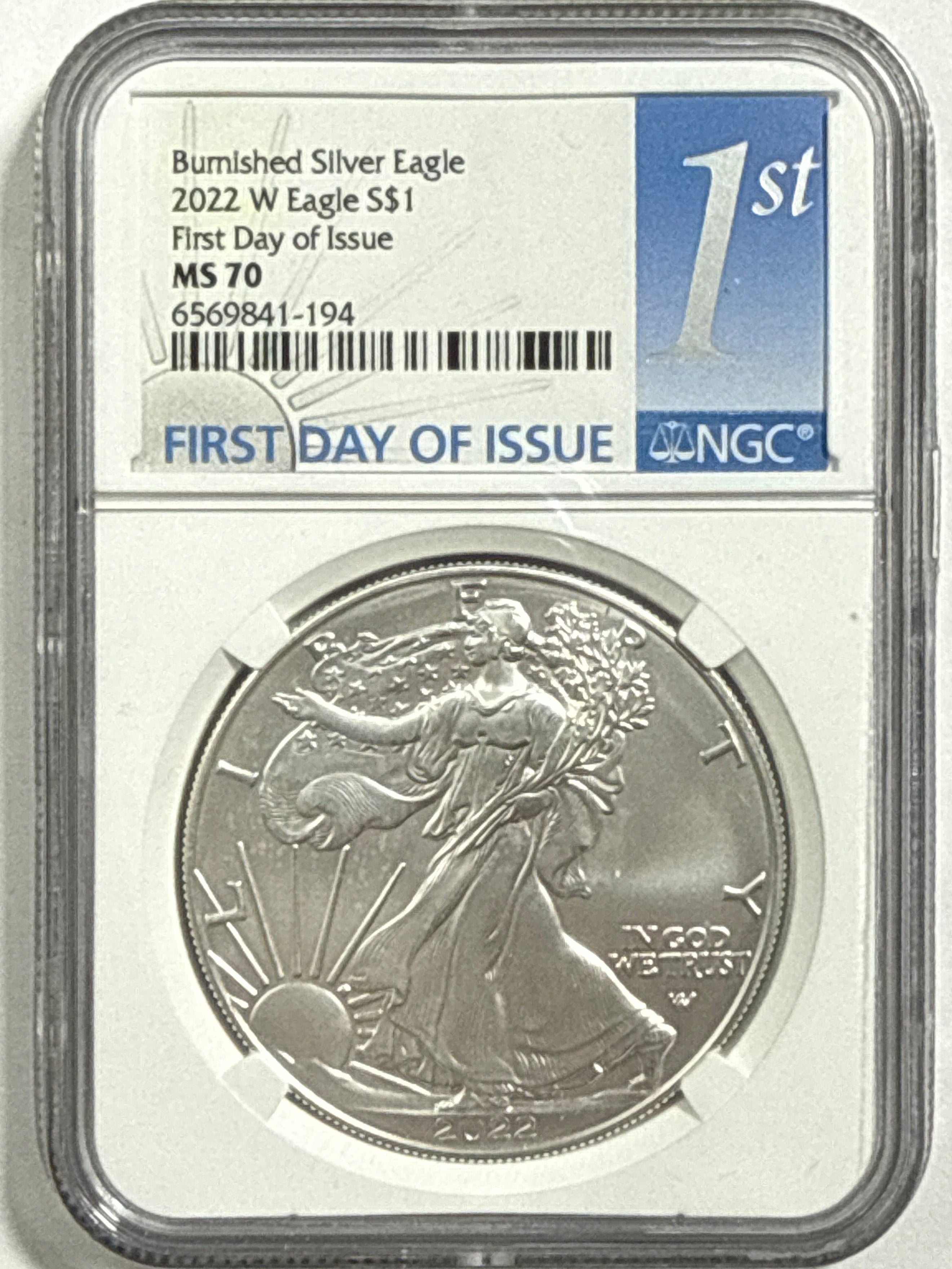 2022-W Burnished American Silver Eagle NGC MS70 FDOI
