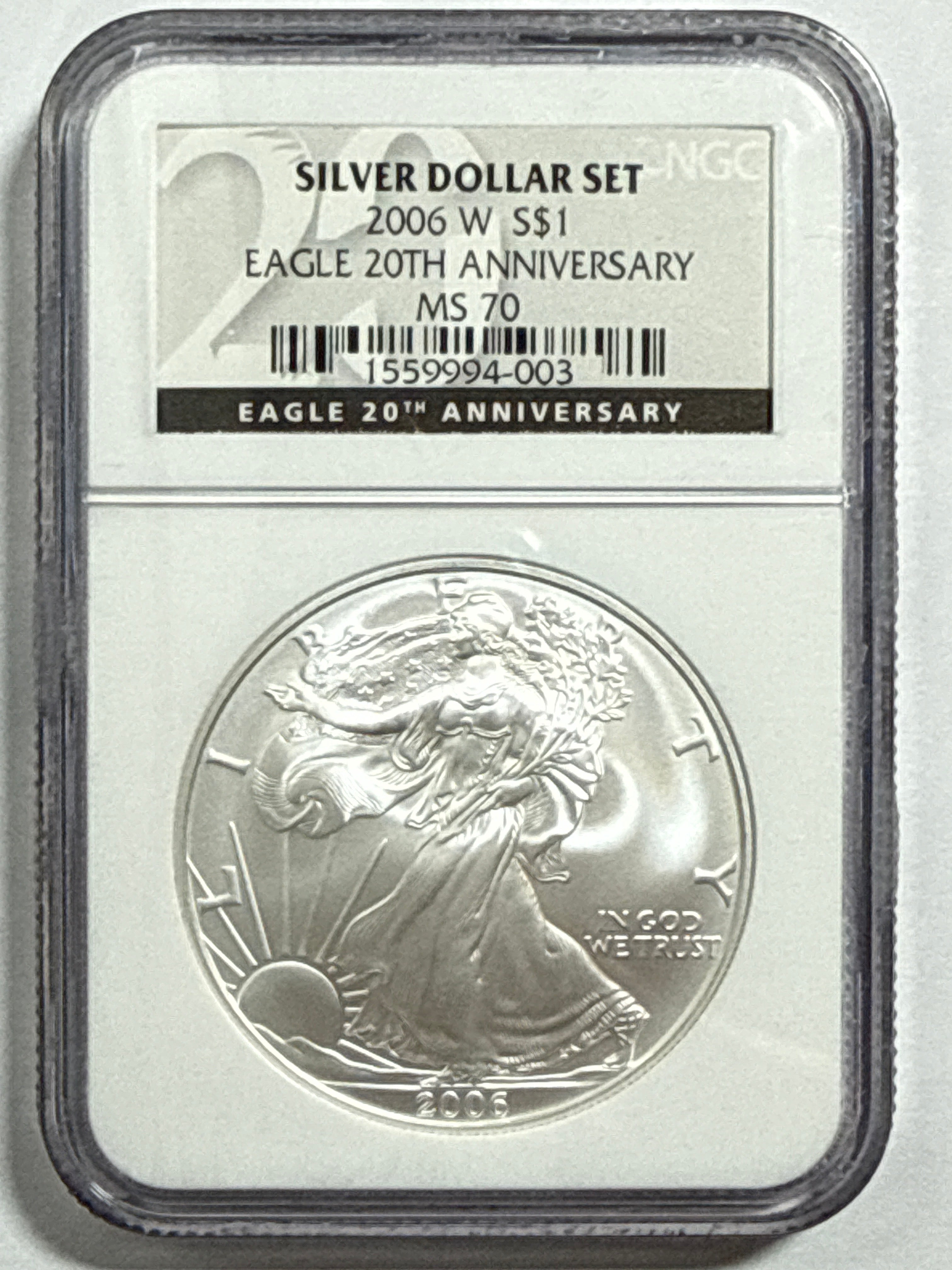 2006-W/P American Silver Eagle 3 Piece Set NGC MS70/PF70/PF70 UCAM 20th Anniversary