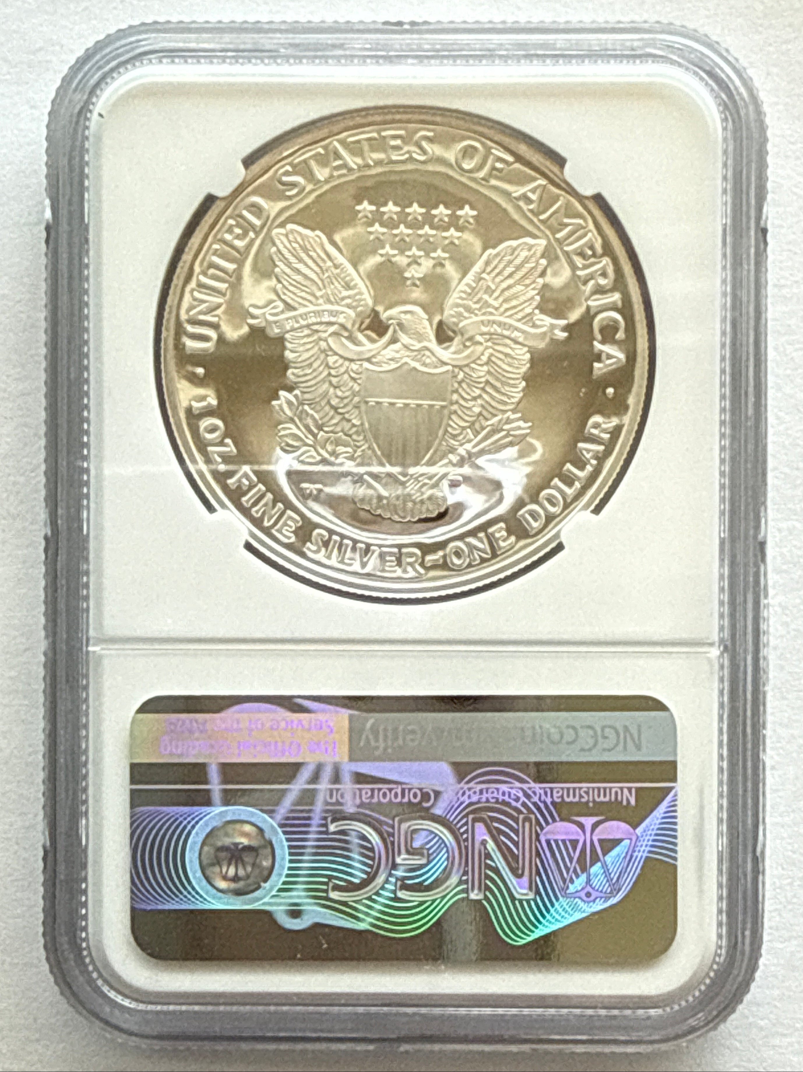2003-W American Silver Eagle NGC 1 oz PF70 UCAM  J. M. Mercanti hand signed pop #6 Art Label