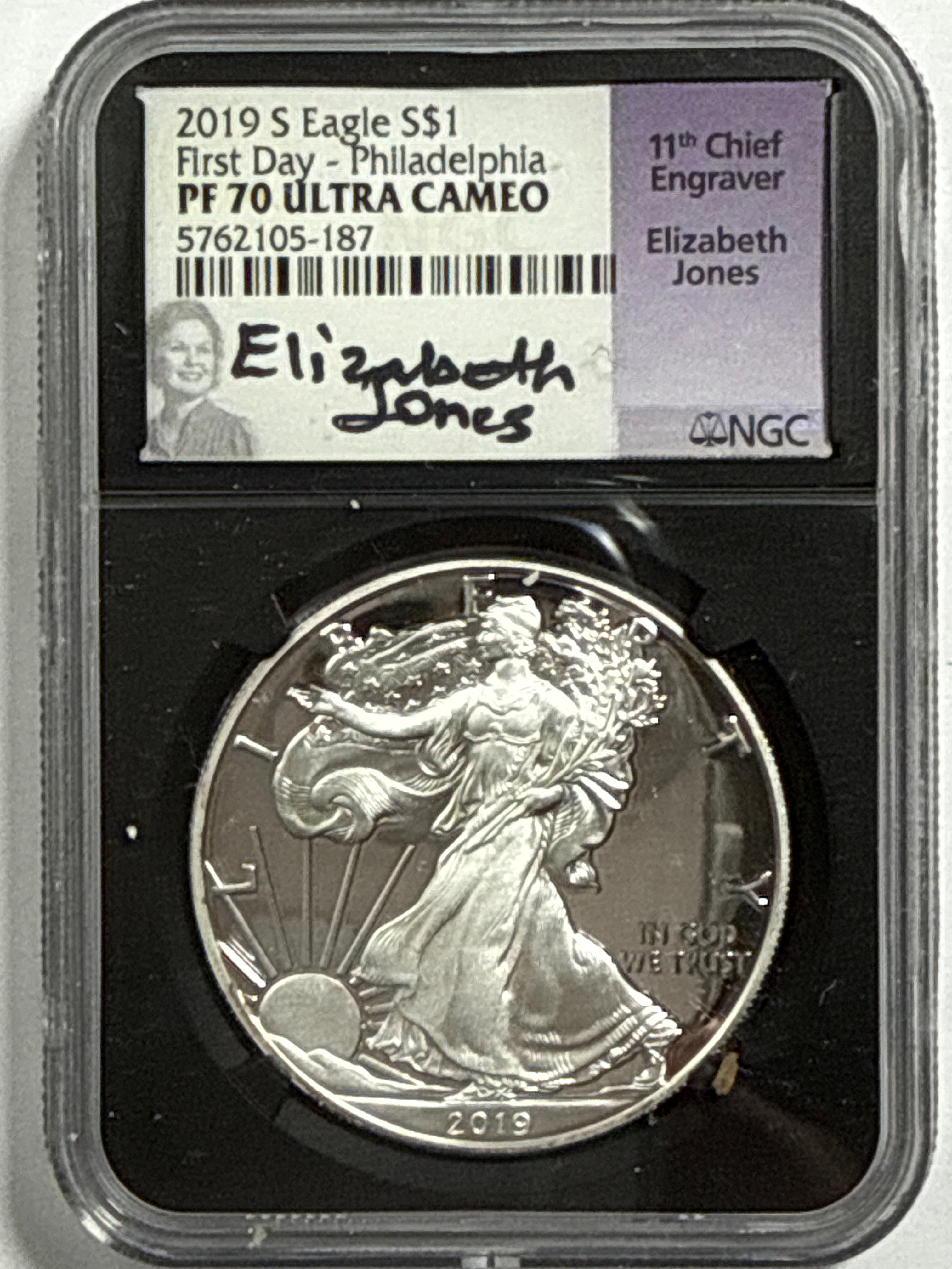 2019-S Ameican Silver Eagle 3 Piece Set NGC PF70 UCAM First Day - Denver/Philadelphia/Washington Elizabeth Jones Hand Signed