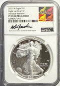 2021-W American Silver Eagle $1 Eagle Landing T-2 NGC ADV REL PF70 UCAM Michael Gaudioso Hand-Signed.
